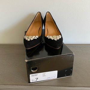 J.Crew Black Esme Jeweled Kitten Heels